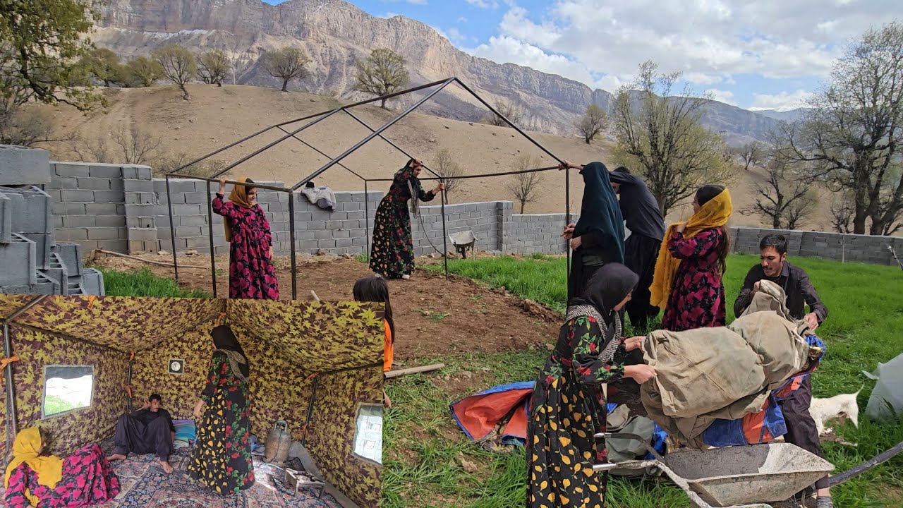 Hakimeh, Rajab & Daughters Install Tent; A New Start After Home Loss
