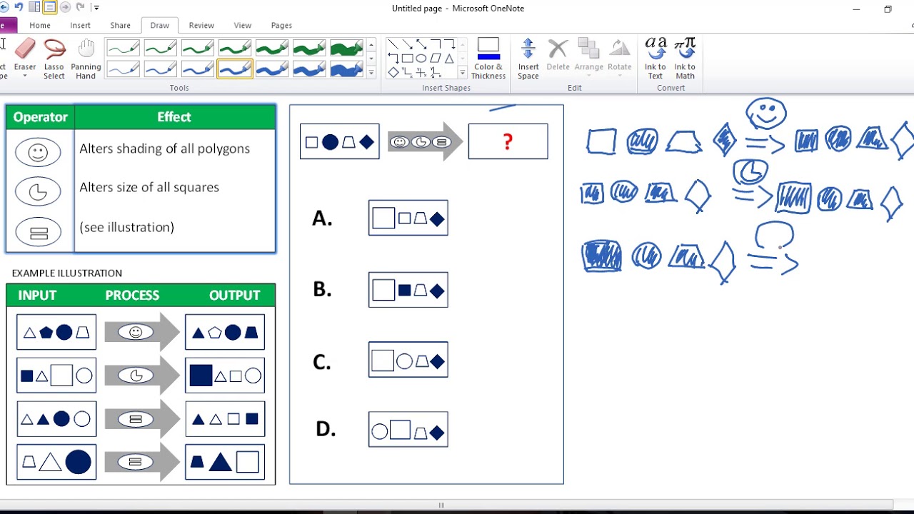Diagrammatical reasoning test - operators that replace shapes
