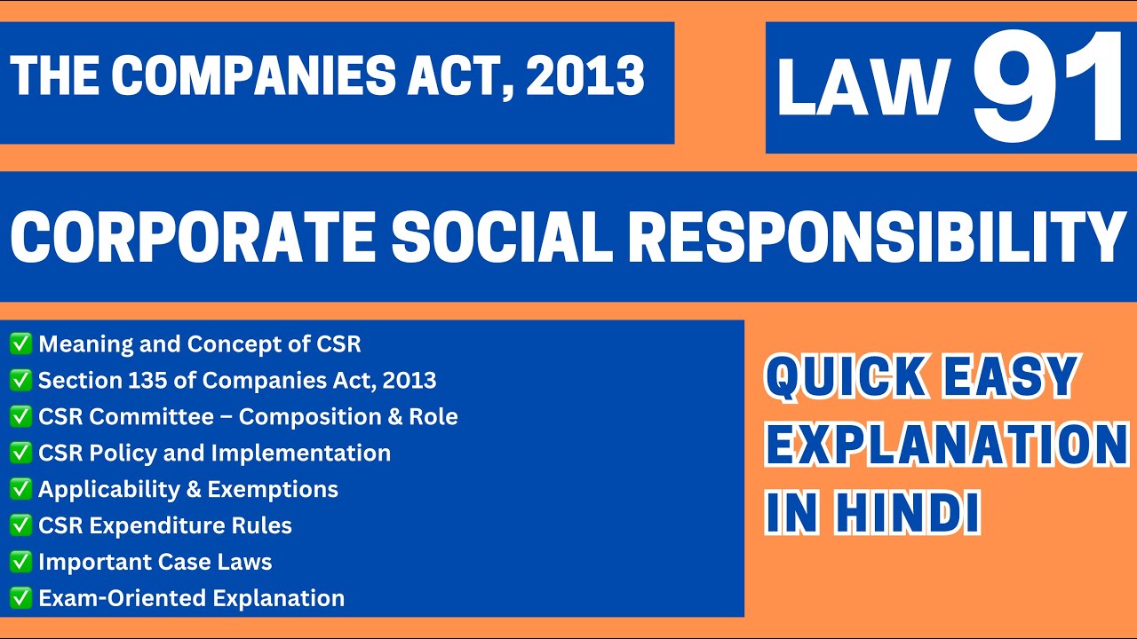 Corporate Social Responsibility (CSR) | Company Law | BALLB LLB | Easiest Explanation | LAW91