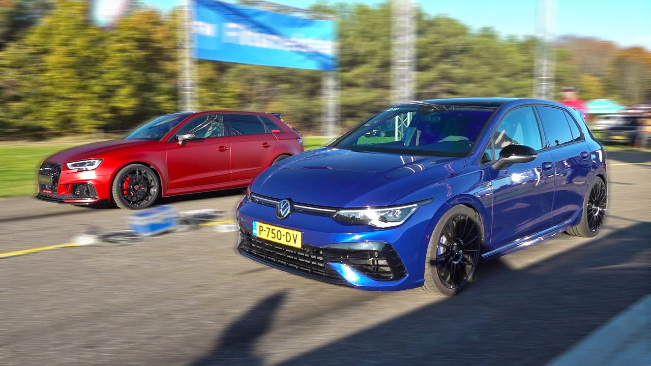 470HP Volkswagen Golf 8 R  Performance Stage 2 Akrapovic vs Audi RS3 Sportback with Armytrix Exhaust