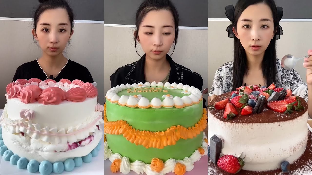Eating Most Delicious Creamy Cake 🍰 ( soft chewy sounds ) 크림 케이크 먹방  MUKBANG Satisfying