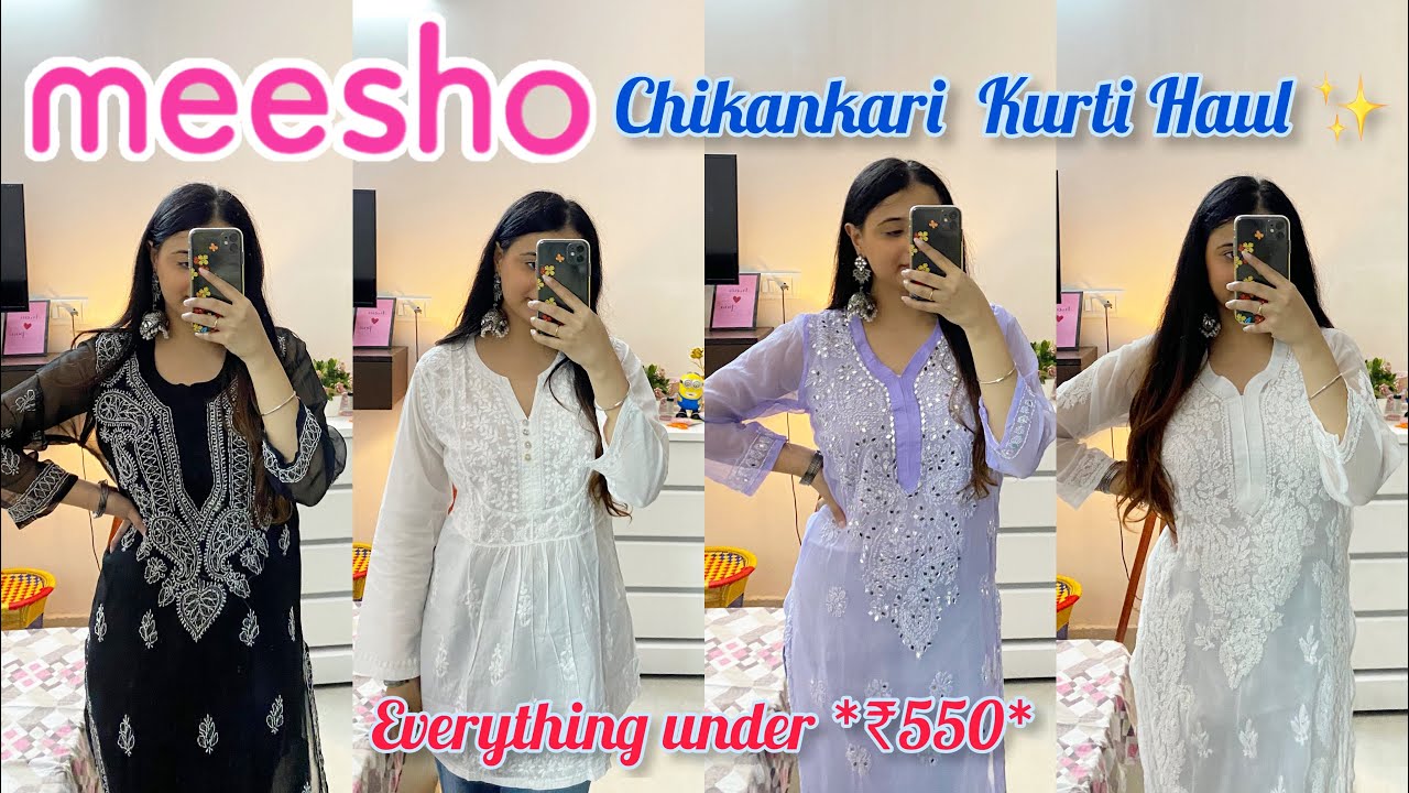 Meesho Chikankari Kurta Haul | Meesho Chikankari Kurti Haul | Meesho Haul || Jasmin Kaur 🌸