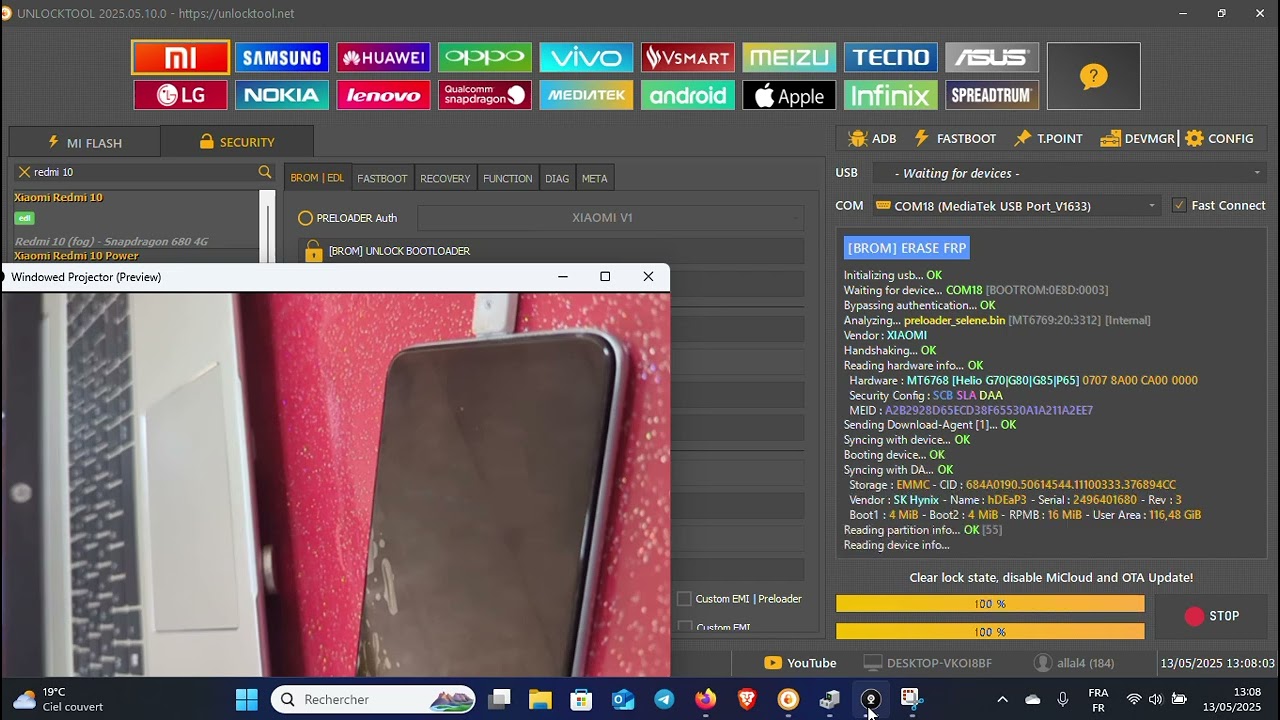 redmi 10 frp bypass miui 14 with unlock tool.
