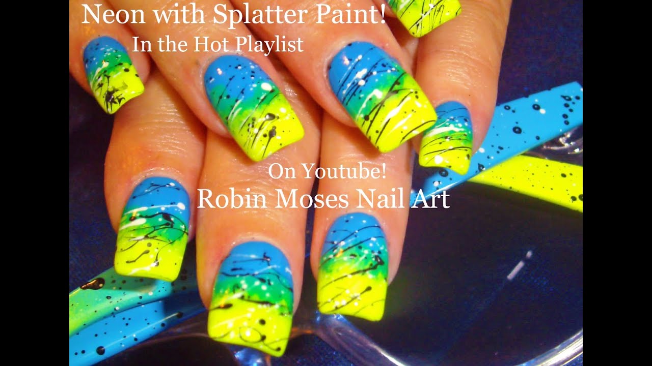 DIY Splatter Paint Nail Art Design Tutorial | Easy Neon Gradient