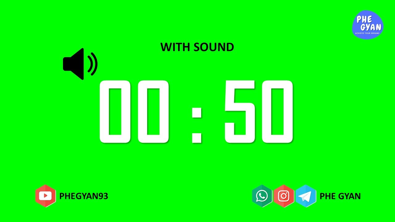 50 seconds Green Screen timer with Sound @PHEGYAN93