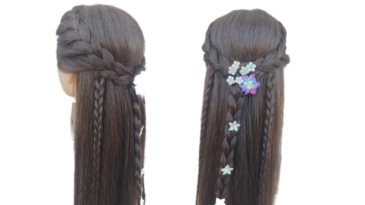 Latest Floral Braid Hairstyle for Girls | Easy & Aesthetic Open Hair Hairstyle | Trending Hairstyle