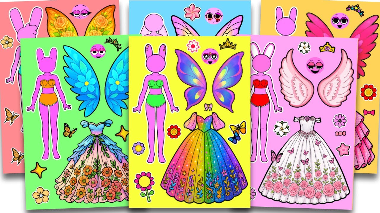 Sprunki All PINKI Dress up Sticker Book DIY ⭐️ 스프런키 핑키 드레스 옷입히기 스티커북