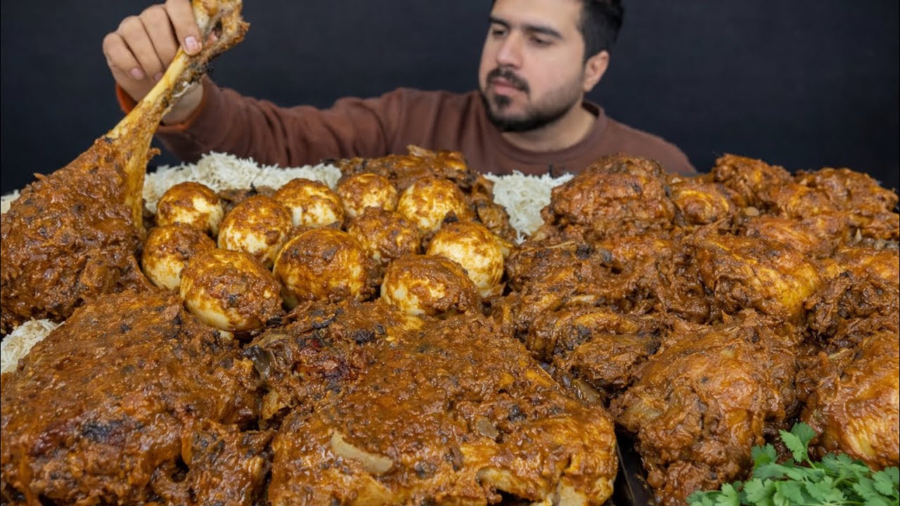 Massive Chicken & Mutton Curry Mukbang | Spicy Desi Food ASMR Eating