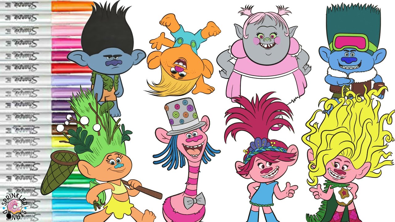 Trolls Coloring Book Compilation Poppy Branch Cooper Bridget Viva Karma John Dory
