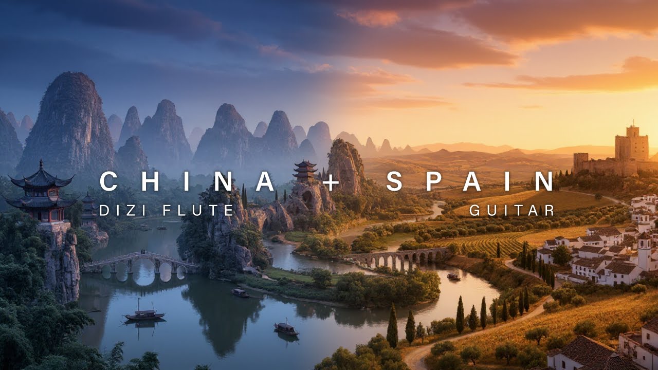 World Fusion Ambient Music | Spanish Guitar and Dizi Flute | Chill 4K