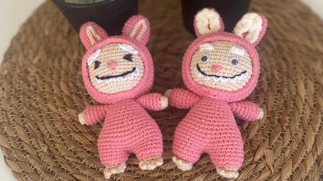 Amigurumi Labubu ( anahtarlık, çanta süsü)15 cm .(Bölüm 1 ) coton iple labubu yapılışı 