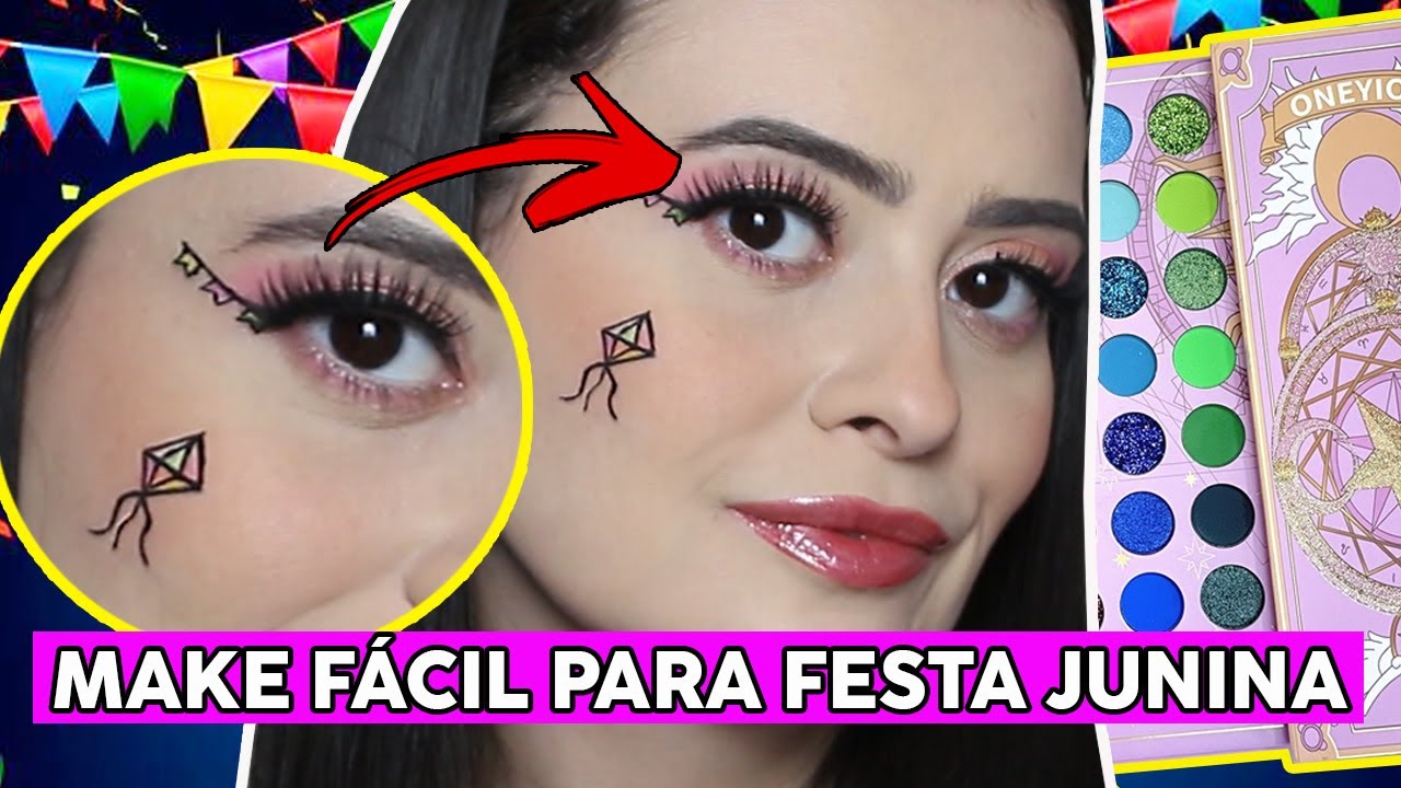 MAQUIAGEM DE BANDEIRINHA PARA FESTA JUNINA 🔥🌽 Paleta de sombras ONEYIOO é boa? Presta?