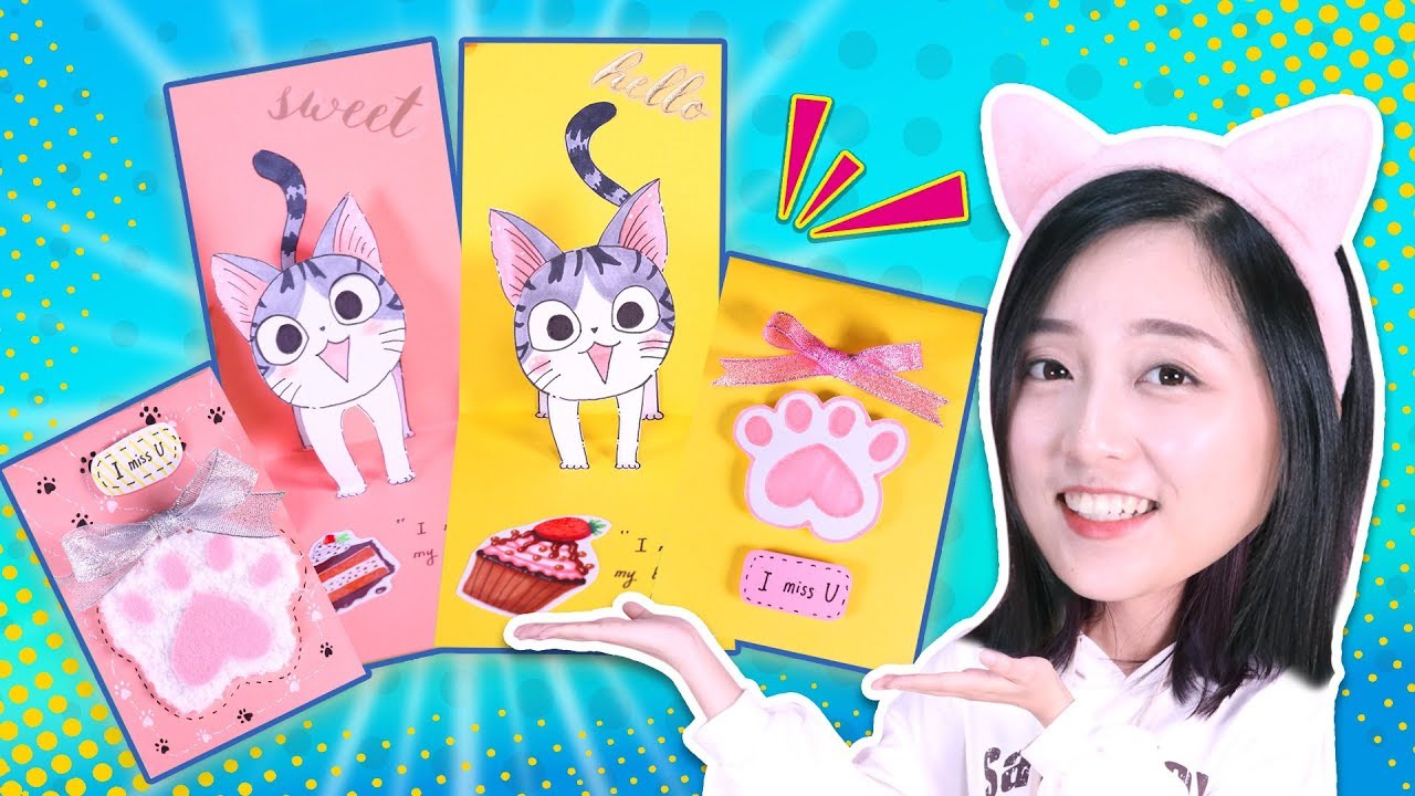 手工DIY超萌起司貓星人3D立體賀卡吧！小伶玩具 | Xiaoling toys