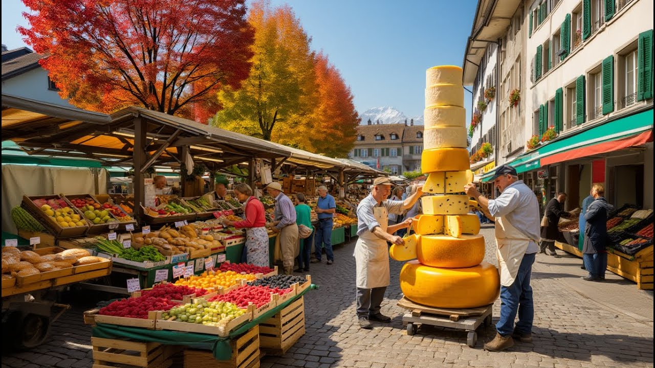 Zurich Morning Walking Tour & Swiss Organic Farmers Market | Switzerland in 4K 🇨🇭