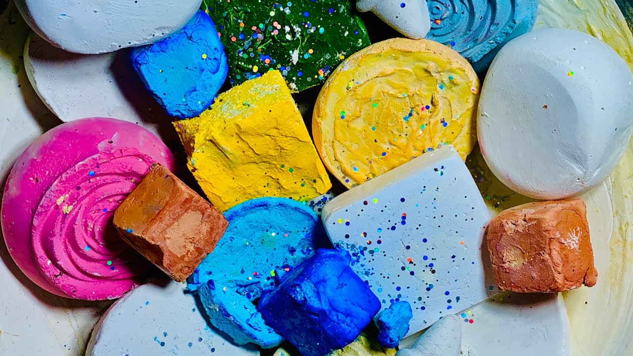 Asmr Gym chalk blocks +dyed +reform +round Colorfull 🌈variety bucket crush inspired by @chalkitasmr 