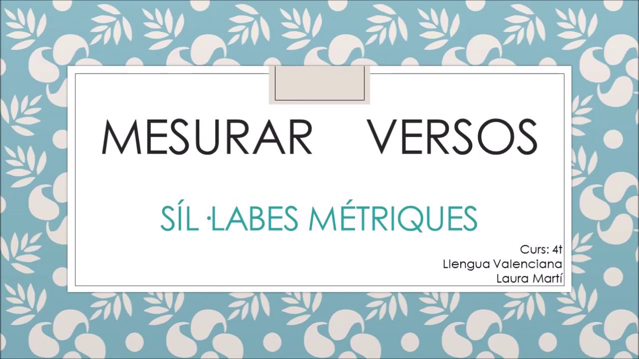 Mesurar síl·labes métriques