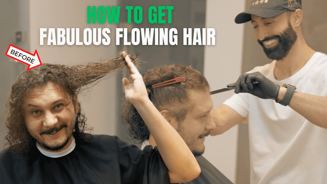 Watch A guy Go from Unruly Curly Hair to Fabulous Flowing Hair