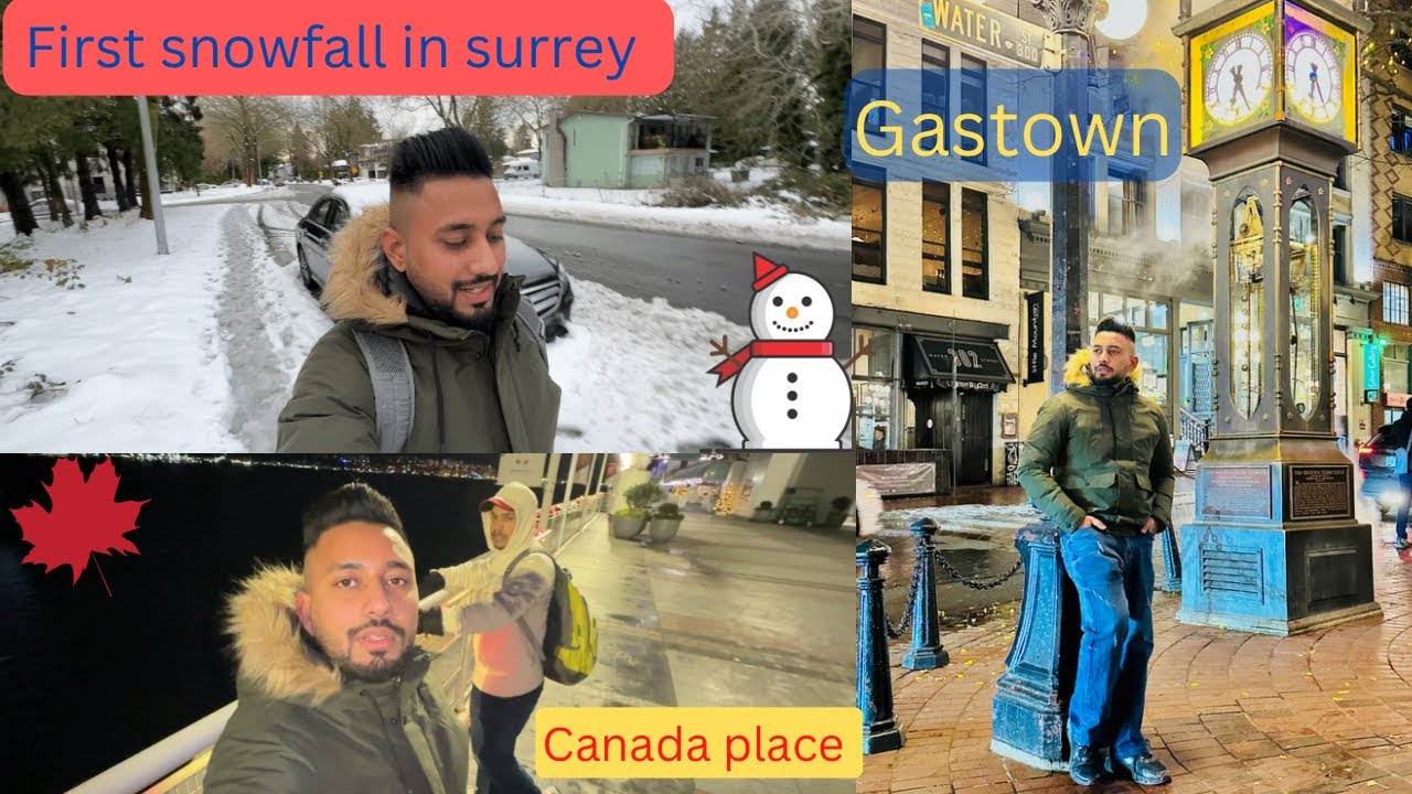 Canada place Vancouver || first snowfall in surrey 2022 || Stanely park Bc || Winter in Canada 🍁 ||