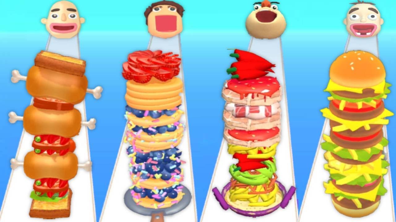 SANDWICH RUNNER vs PANCAKE RUN vs NOODLE RUN vs BURGER RUSH - Quadruple Game