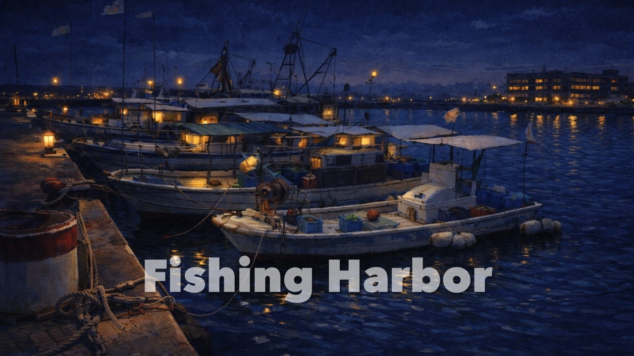 Deep Focus Lo-fi | 1 Hour Study & Work Beats | Quiet Kobe Fishing Harbor Night