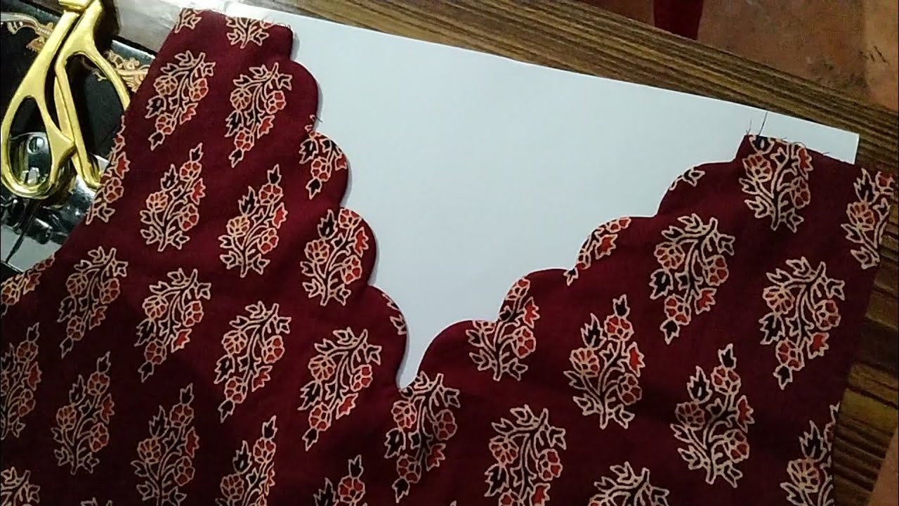 Simple and easy scallop neck cutting and stitching in malayalam for beginners/twinkle designs