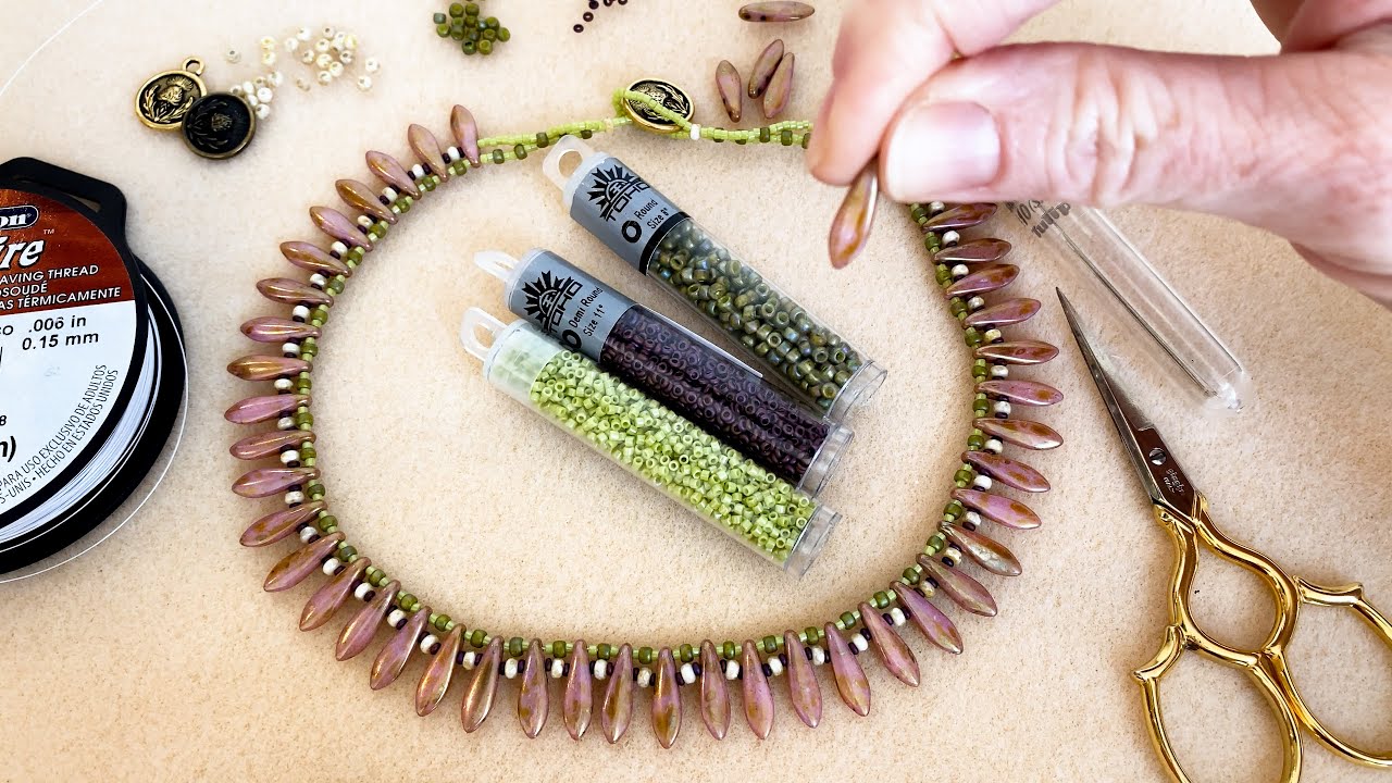 Beading Tutorial: How to Make a Seed Bead, Dagger and Button Loop Collar Necklace