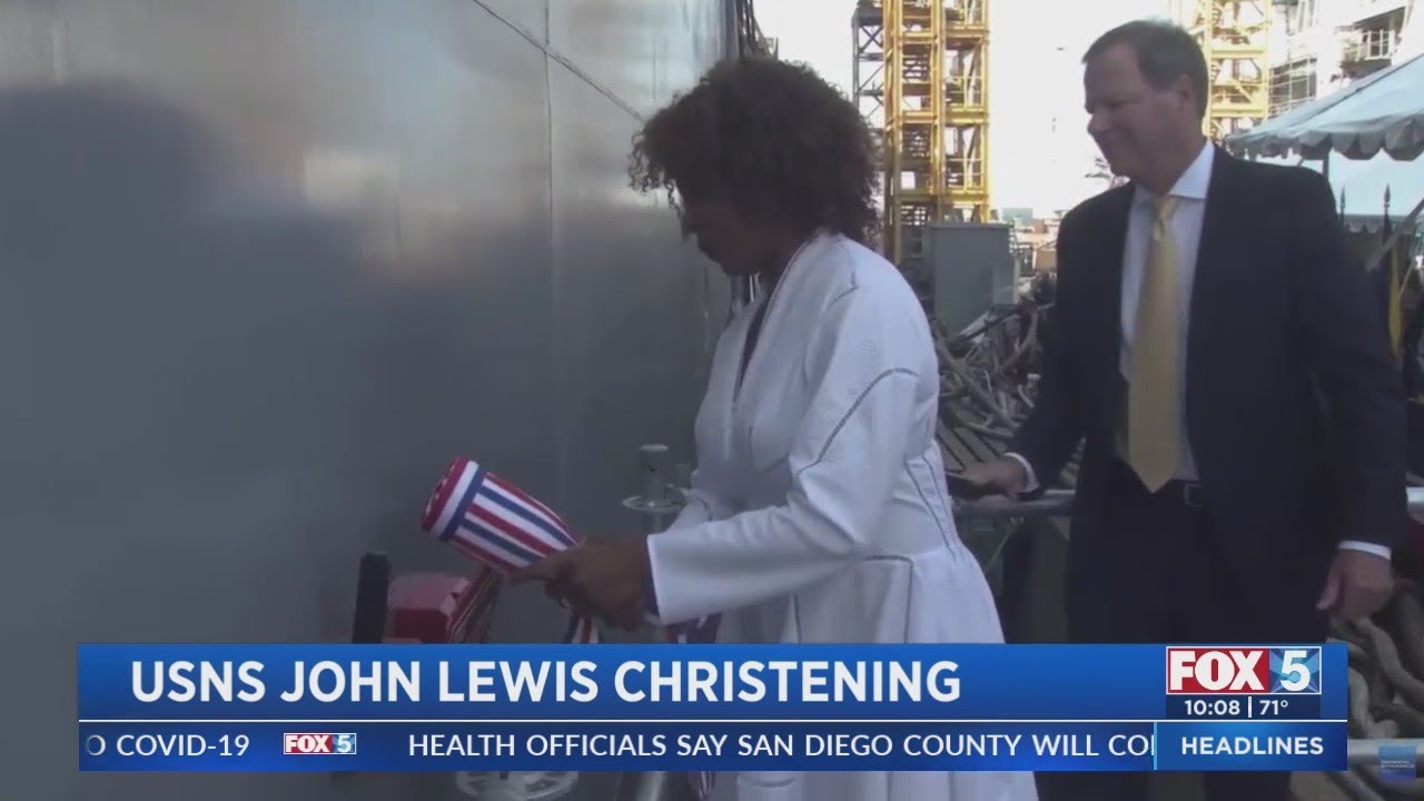 Navy Christens San Diego-Built USNS John Lewis
