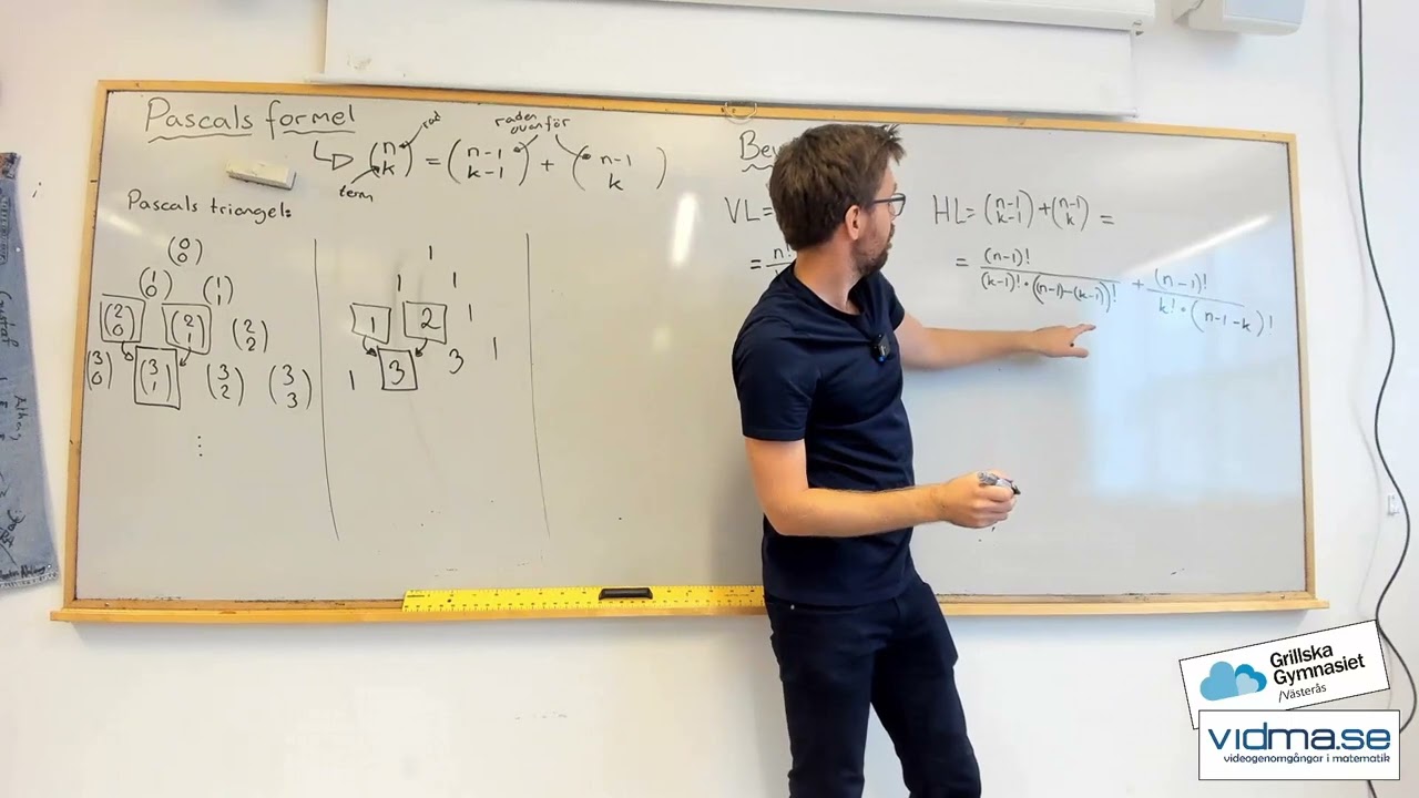 Matematik 5: Pascals formel. Hur fungerar den, samt bevis.