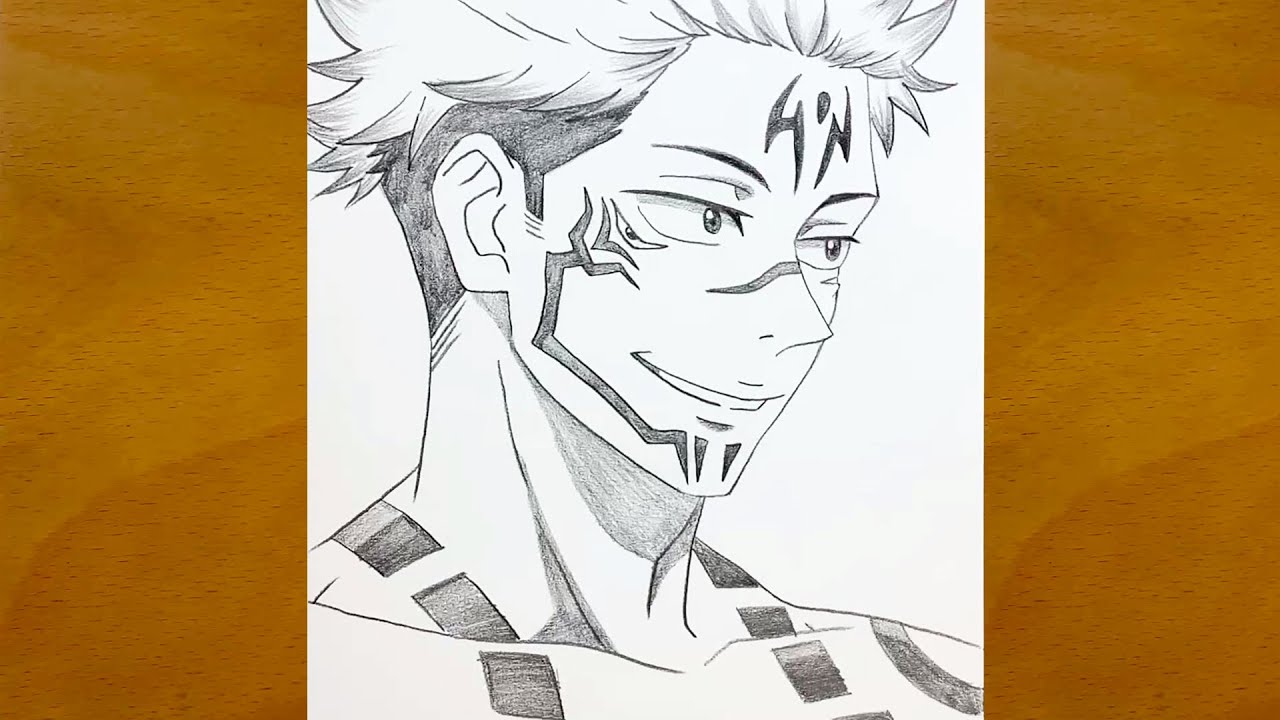 Anime sketch | How to draw Sukuna from Jujutsu Kaisen | Sukuna drawing step by step | Draw Anime