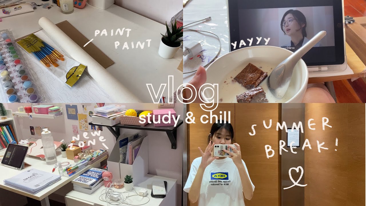 vlog #07🐰study n chill / เรียนพิเศษ ระบายสีตามตัวเลข ทำบราวนี่ จัดห้อง ทำงานจิตอาสา