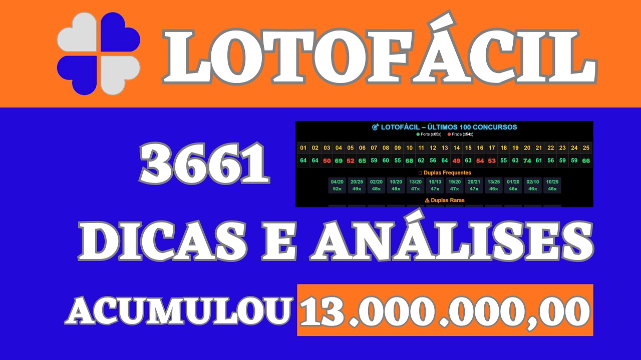 LOTOF&Aacute;CIL 3661 DICAS E AN&Aacute;LISES ACUMULOU 13 MILH&Otilde;ES