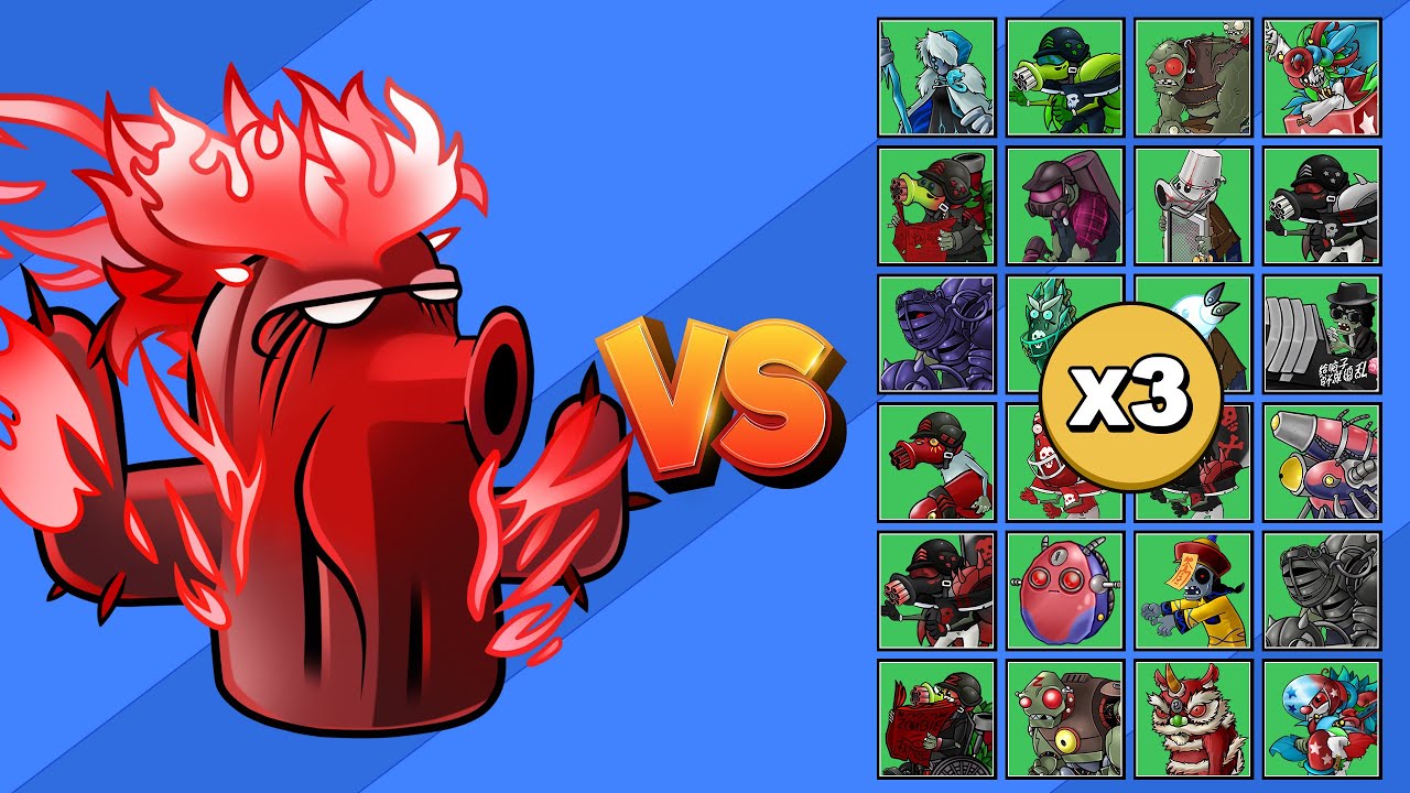 CACTUS INFERNAL vs TODOS LOS ZOMBIS X3 | PvZ Fusion DLC