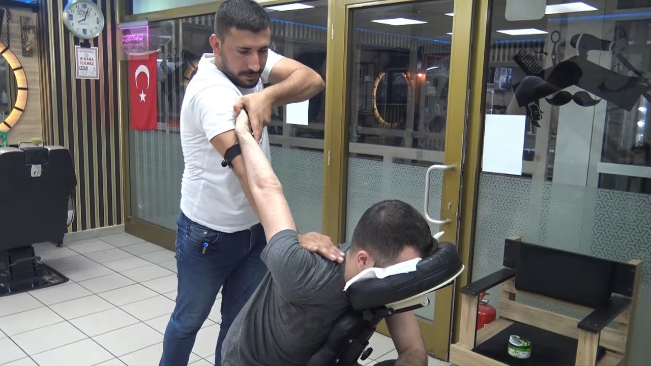 ASMR Physiotherapy Technicians chair massage + by Mevl&uuml;t hard  head,back,foot,arm,neck,sleep massage