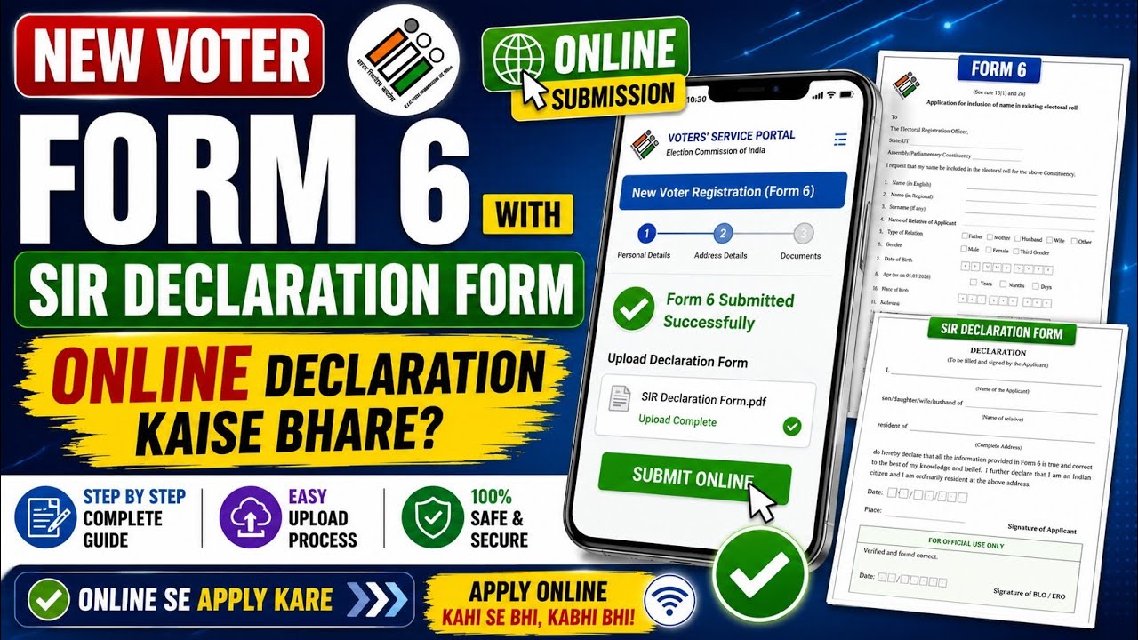 New Voter Form 6 + SIR Declaration Form Online Kaise Bhare? Step by Step Guide | Complete Process
