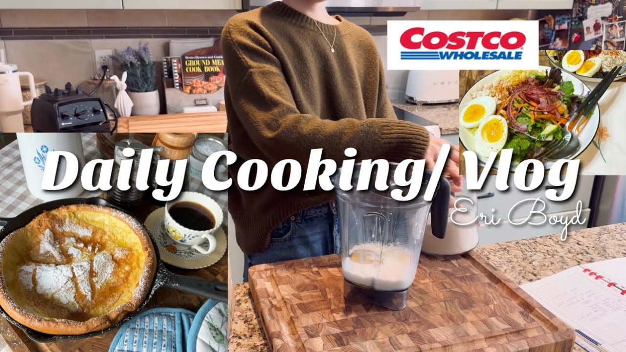 【カナダ暮らしと家庭料理🇨🇦】コストコ購入品🛒ダッチベイビーパンケーキレシピ/グルテンフリーパスタサラダ🥗/オーブンで作る簡単チキンパスタ🍅/パパ二日酔いによりワンオペ３日間/主婦Vlog