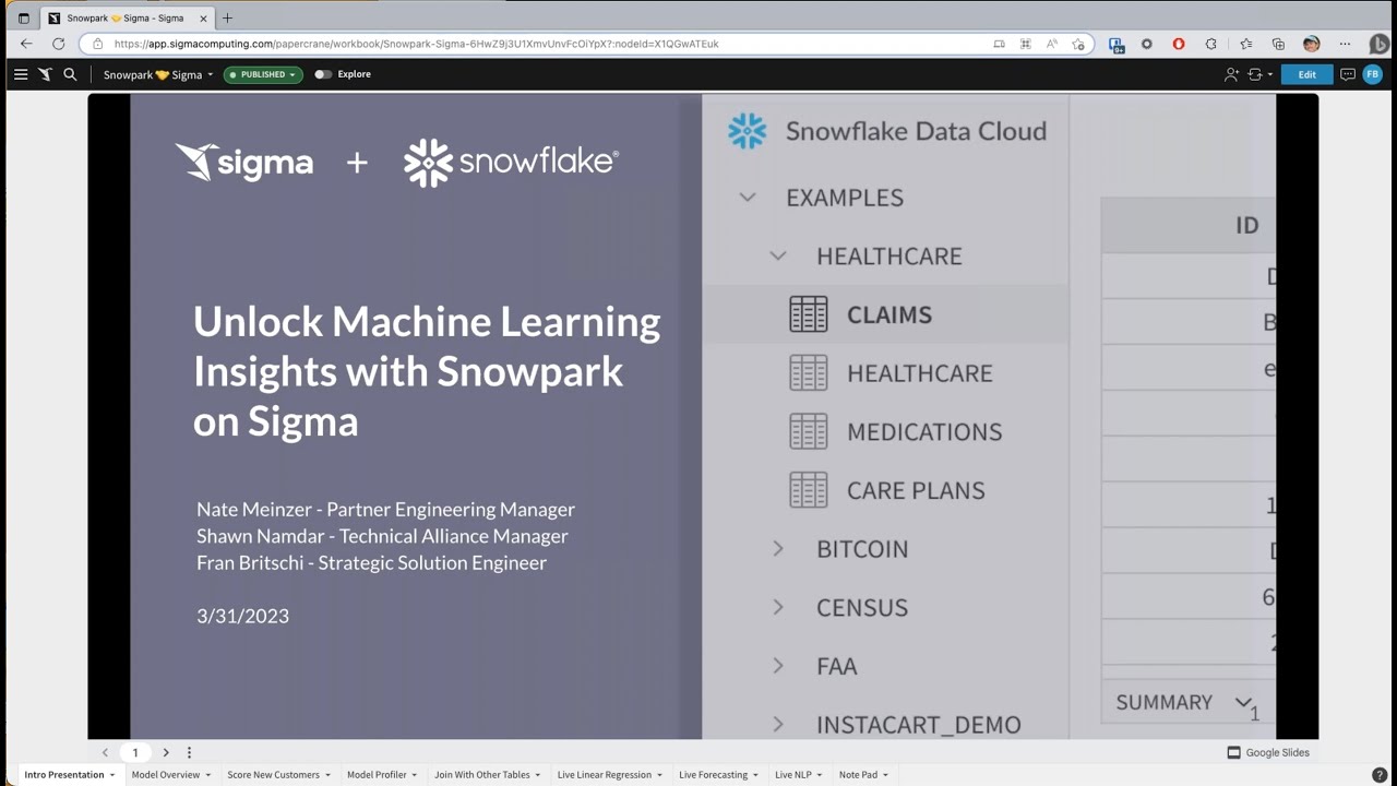 Sigma Webinar: Unlock Machine Learning Insights with Snowpark on Sigma