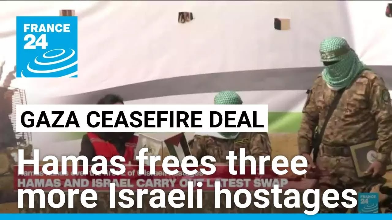 Hamas brings three more Israeli hostages in Gaza's Nuseirat area before release • FRANCE 24