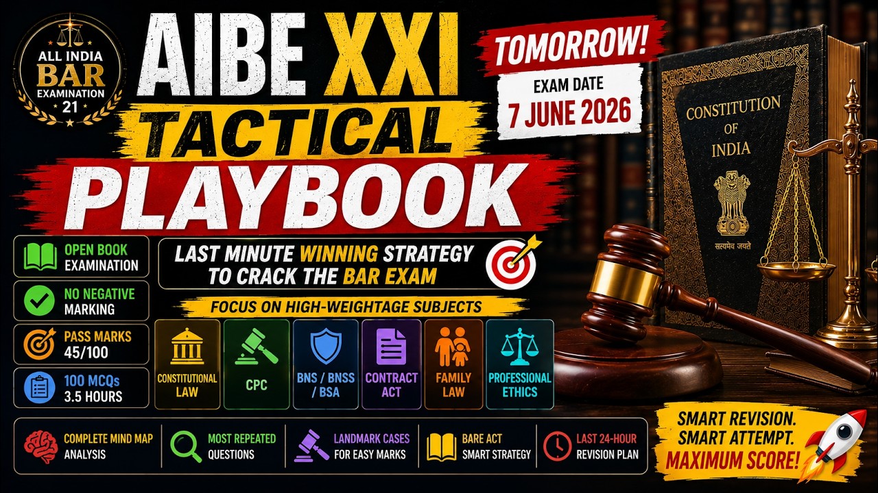 AIBE XXI Tactical Playbook 🧠 | The Ultimate Last-Minute Bar Exam Strategy | Simple Legal Knowledge