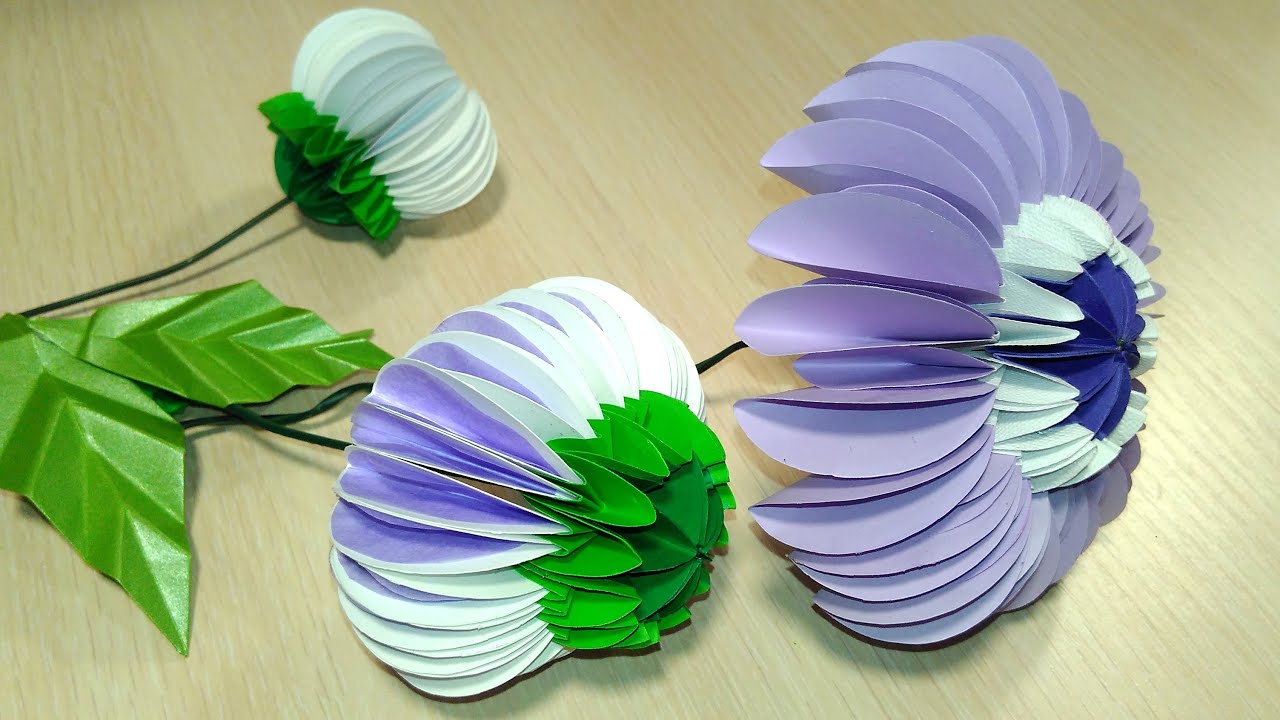 How to make EASY paper flowers in origami style from circles.  Easy DIY gifts.