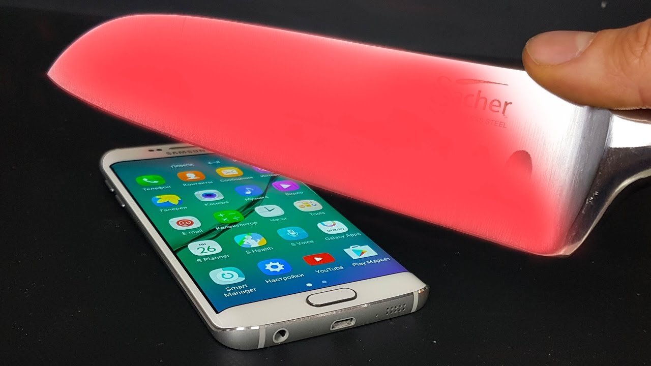 ЭКСПЕРИМЕНТ РАСКАЛЕННЫЙ НОЖ 1000 градусов VS Samsung Galaxy S6 edge