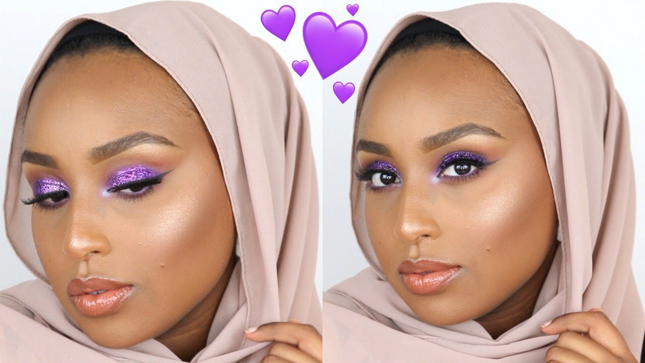 ROYAL PURPLE GLITTER MAKEUP TUTORIAL | EID COLLAB | Aysha Abdul