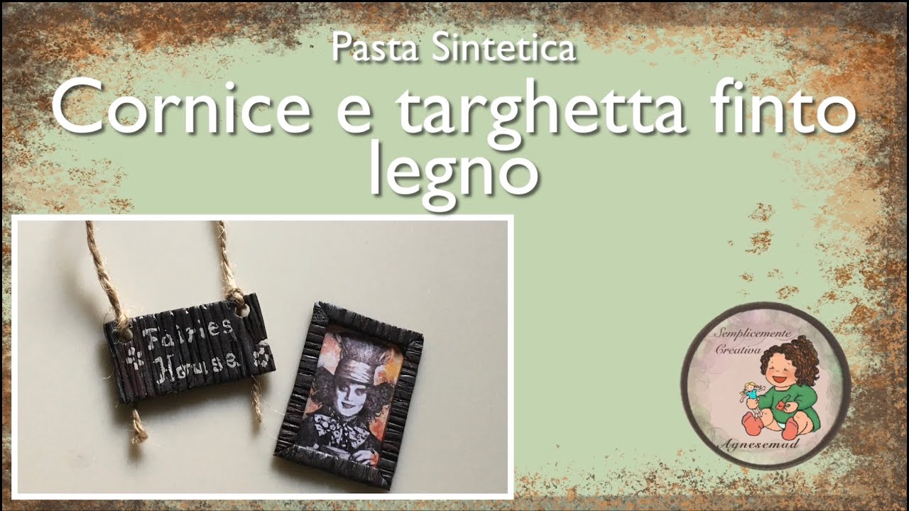 Targhetta e Cornice. Miniature finto legno in pasta sintetica per case di bambole.