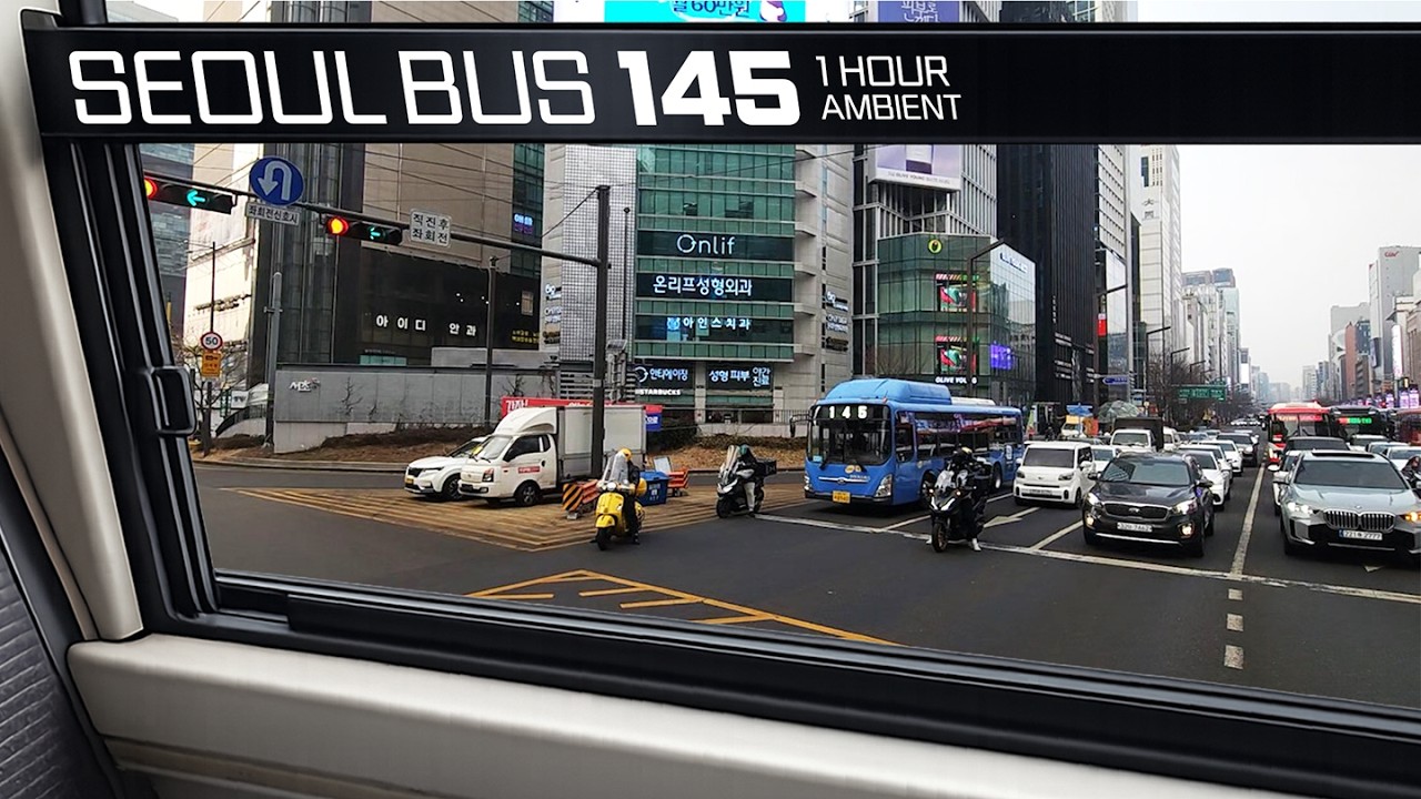 Seoul Bus Ride 145 | Calm City Ambience from Gangnam 🇰🇷