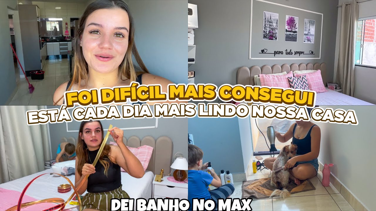 ESTÁ FICANDO TUDO LINDO-TERMINEI DE DECORAR MEU QUARTO + DEI UM BANHO NO MAX 🐶🩷RESULTADO MARAVILHOSO