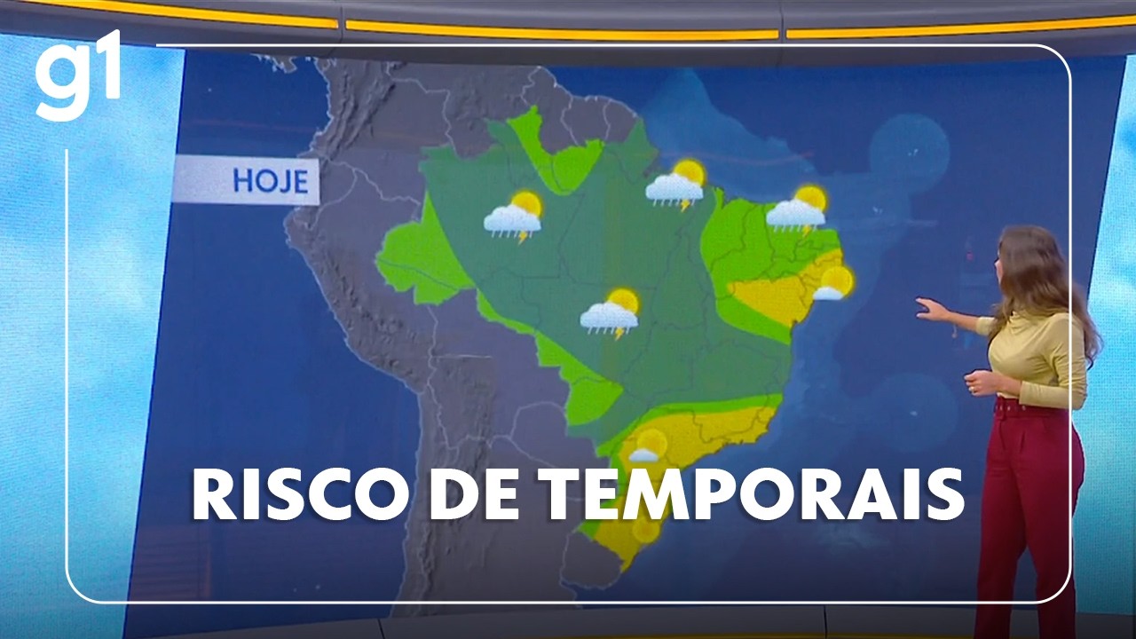Previsão do tempo: chuvas concentradas no Centro-Norte e calor no Sul do Brasil