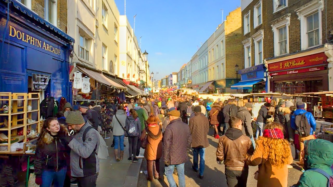 LONDON WALK | Portobello Road Market from Notting Hill Gate Station | England