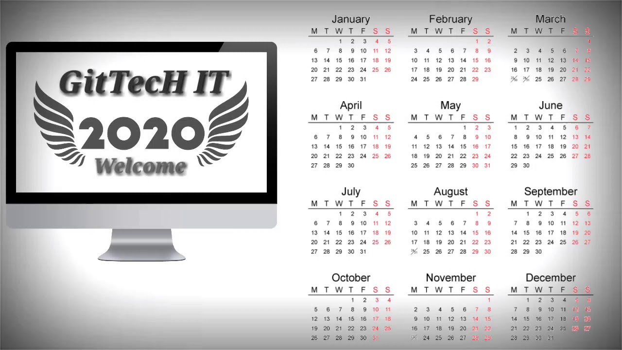 GitTecH IT || Calendar 2020  || New Year 2020