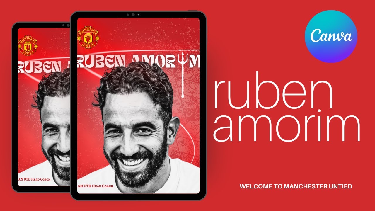 Pro Football Graphics 2024: Manchester United x Ruben Amorim | EASY Canva Tutorial NO Photoshop