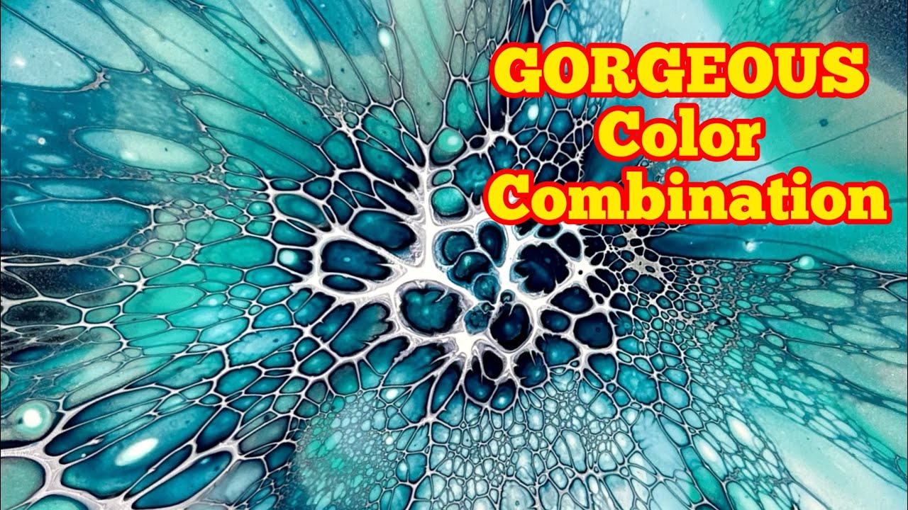 349. GORGEOUS Cells and Lacing, Acrylic Painting Tutorial, Paint Pouring, Best Color Combo #fluidart