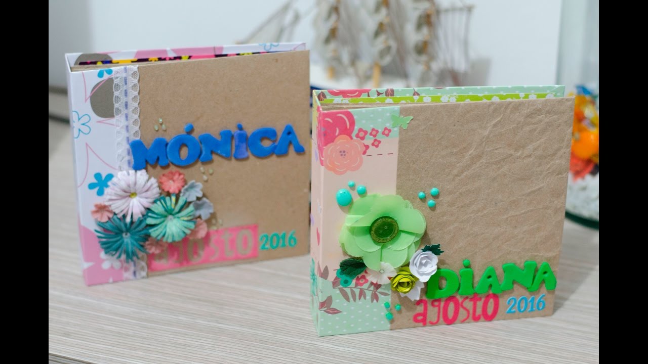 Estructura mini album con sobres de papel craft y carton reciclado DIY desde cero